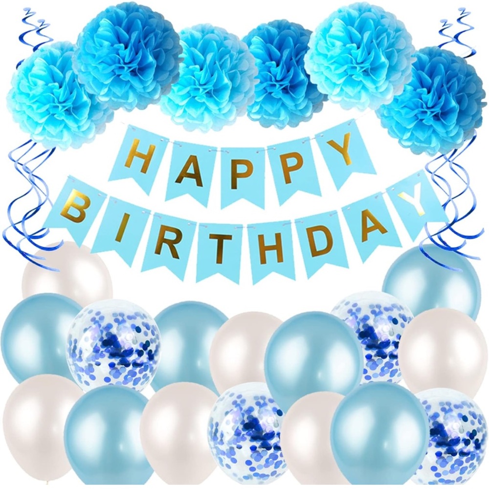Blue Birthday Decorations Kit